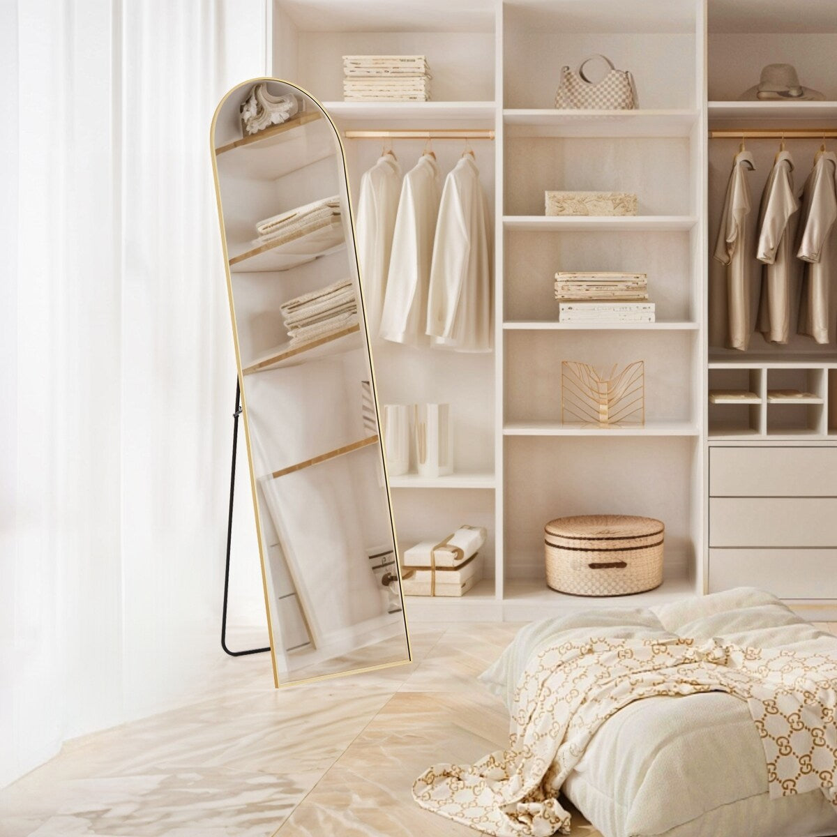 Miroir mural pleine longueur avec verre incassable, sur pied pour chambre ou dressing