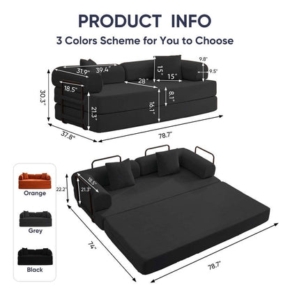 Canapé-lit convertible Mixoy avec accoudoirs amovibles, matelas pliant, canapé-lit de sol amovible et lavable