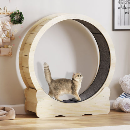 Tapis roulant d'exercice Moasis en bois de 110 cm (43,3 pouces) pour grands chats, avec piste de course recouverte de moquette