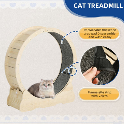 Tapis roulant d'exercice Moasis en bois de 110 cm (43,3 pouces) pour grands chats, avec piste de course recouverte de moquette