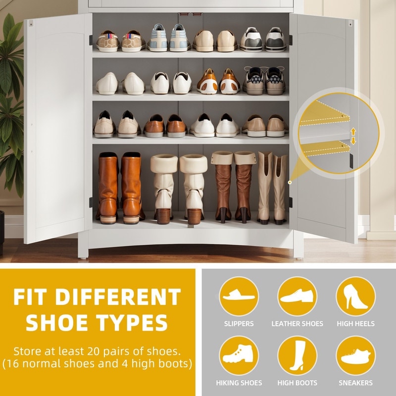 Meuble à chaussures Moasis à 5 niveaux et 20 paires avec double porte pour entrée