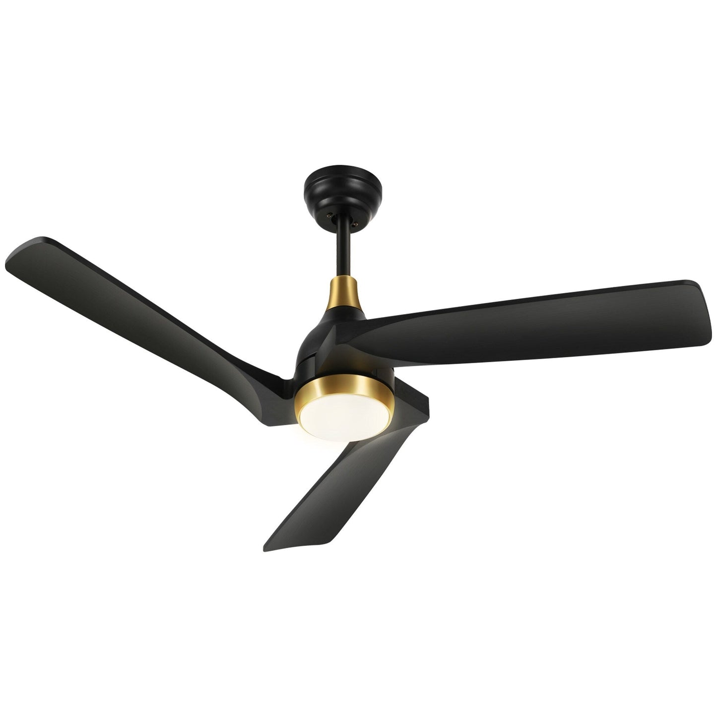Ventilateur de plafond moderne Moasis 52 avec télécommande, éclairage et 5 pales en bois massif