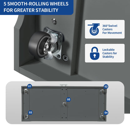 Moasis 53 pouces, meuble de rangement pour îlot de cuisine mobile et portable