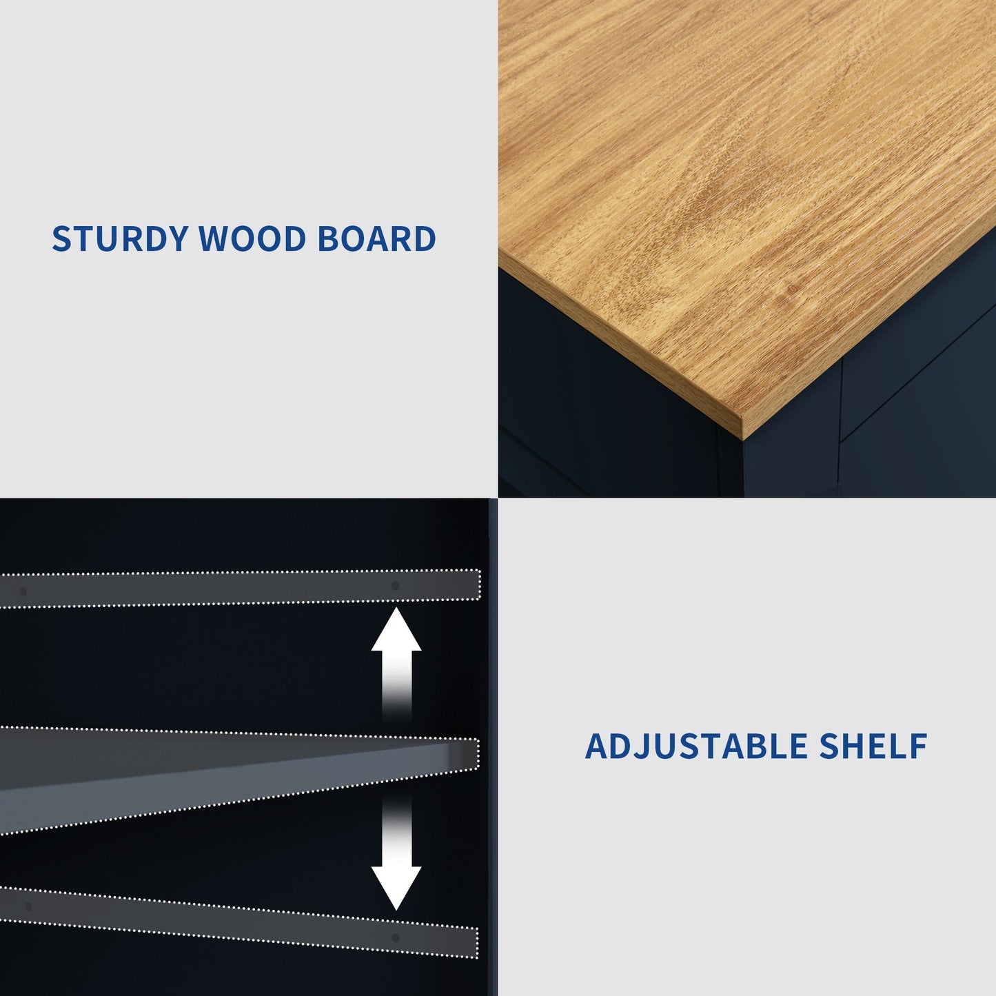 Moasis 53 pouces, meuble de rangement pour îlot de cuisine mobile et portable