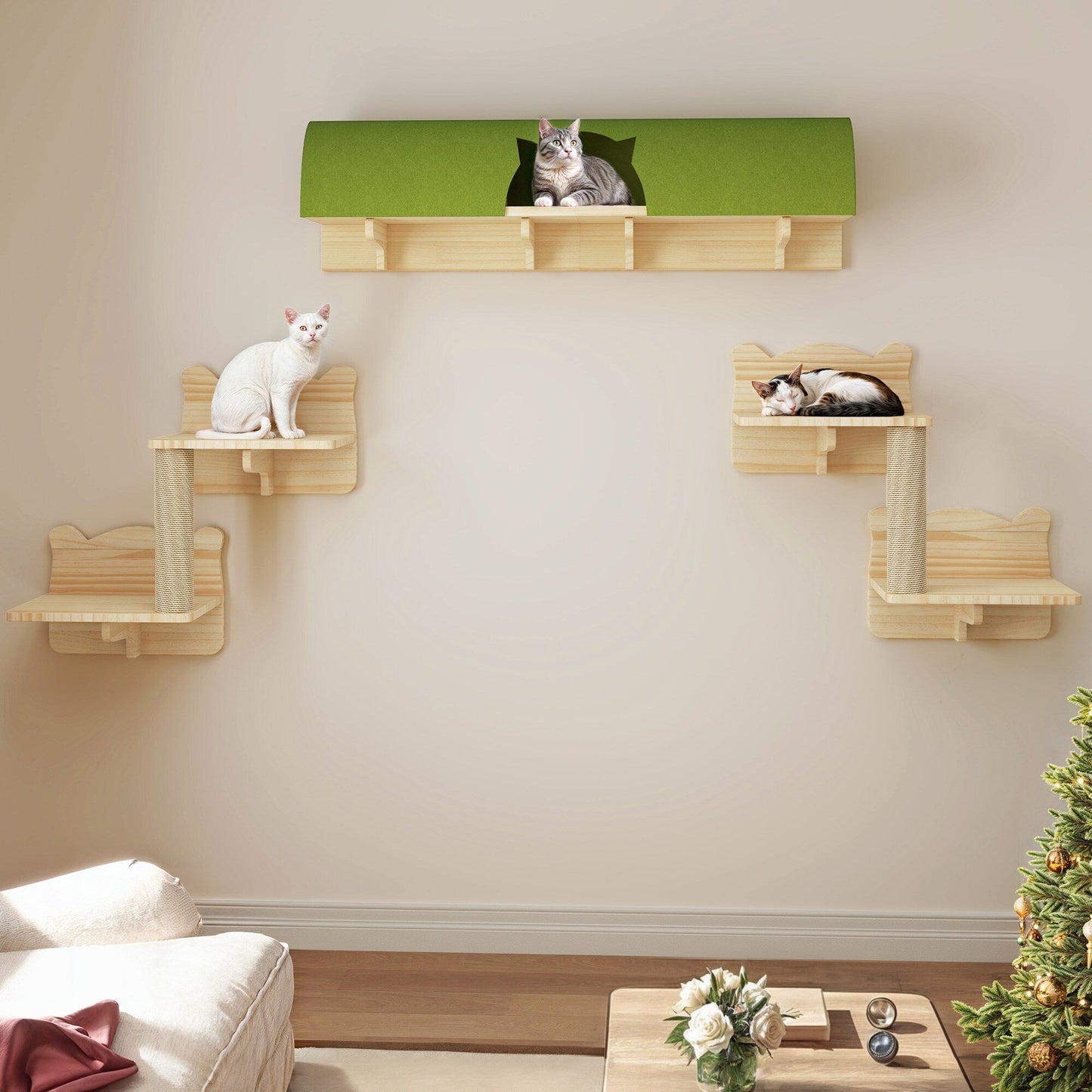 Ensemble d'étagères murales pour chat Moasis, ensemble d'escalade en bois pour chat.
