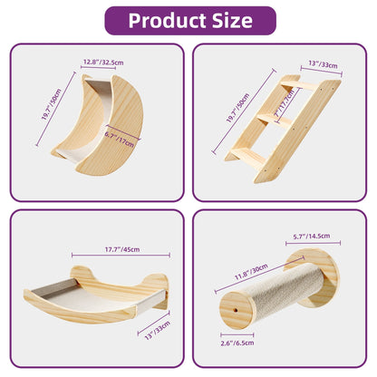 Ensemble d'étagères murales pour chat Moasis, ensemble d'escalade en bois pour chat.