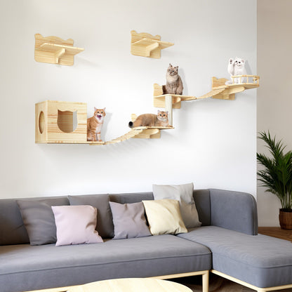 Ensemble d'étagères murales pour chat Moasis, ensemble d'escalade en bois pour chat.