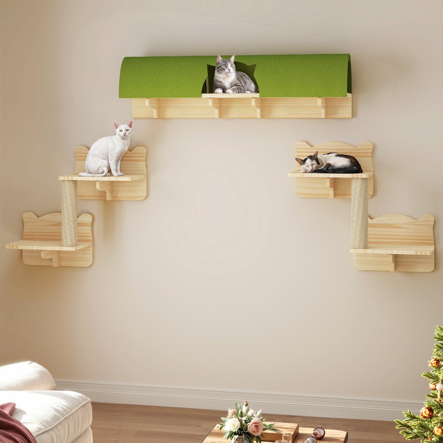 Ensemble d'étagères murales pour chat Moasis, ensemble d'escalade en bois pour chat.