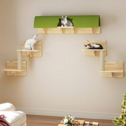 Ensemble d'étagères murales pour chat Moasis, ensemble d'escalade en bois pour chat.