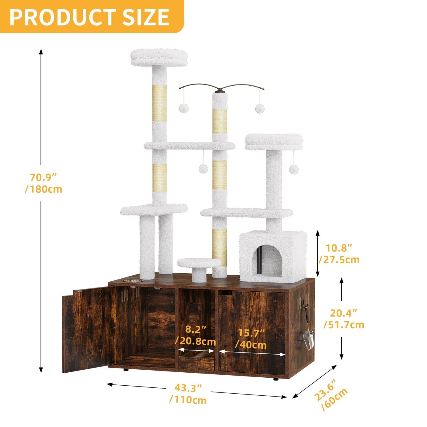 Enclos double pour litière Moasis avec griffoir et arbre à chat