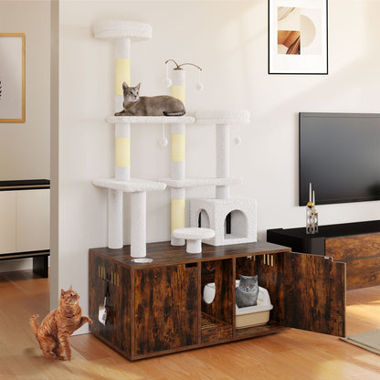 Enclos double pour litière Moasis avec griffoir et arbre à chat