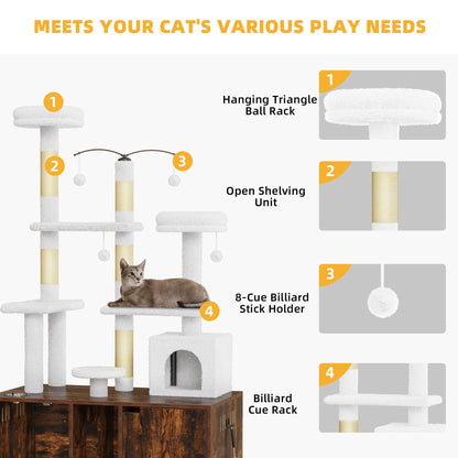 Enclos double pour litière Moasis avec griffoir et arbre à chat