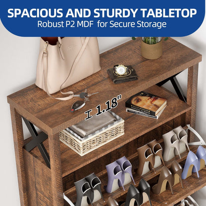 Meuble de rangement à chaussures Moasis avec 2 compartiments pour entrée ou couloir