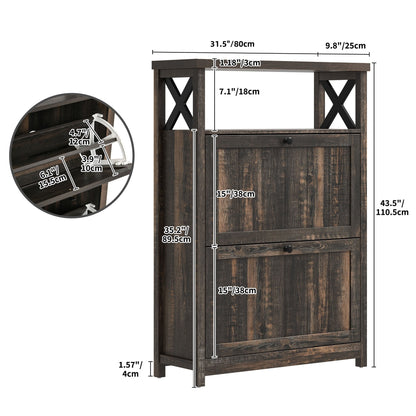 Meuble de rangement à chaussures Moasis avec 2 compartiments pour entrée ou couloir