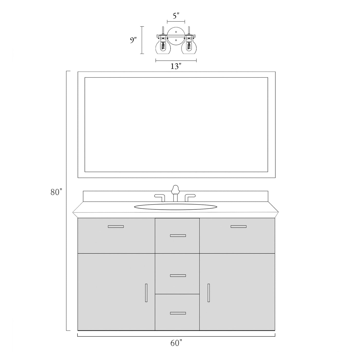 Applique murale moderne en verre à 2/3/4/5 lumières pour salle de bain, design minimaliste