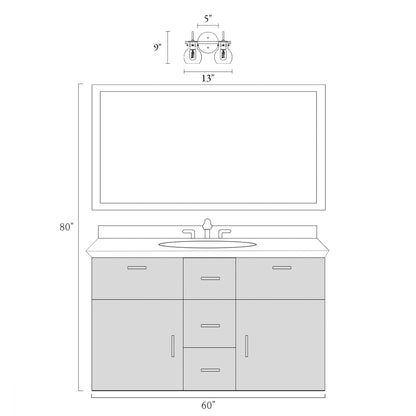 Applique murale moderne en verre à 2/3/4/5 lumières pour salle de bain, design minimaliste