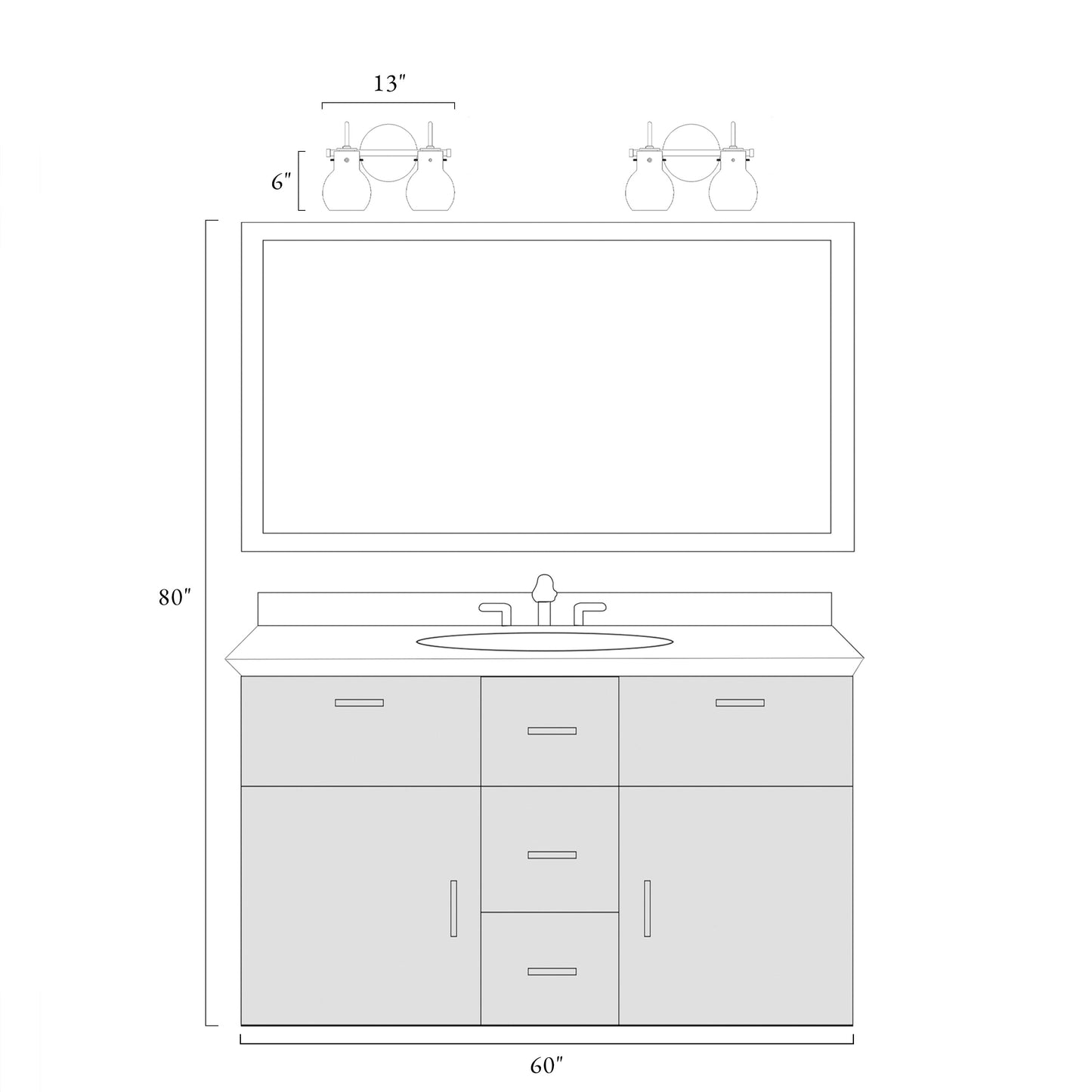 Applique murale moderne en verre à 2/3/4/5 lumières pour salle de bain, design minimaliste