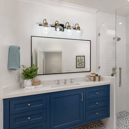 Appliques murales modernes à 3/4 lumières avec variateur et abat-jour en verre