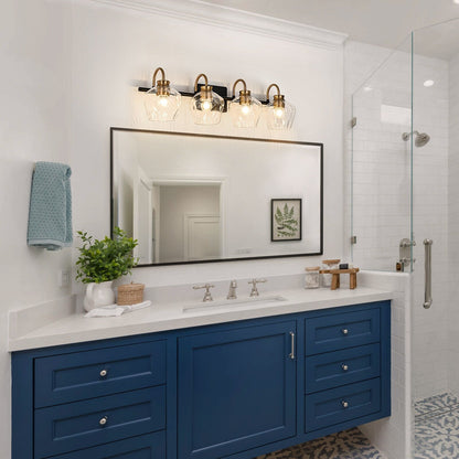 Appliques murales modernes à 3/4 lumières avec variateur et abat-jour en verre