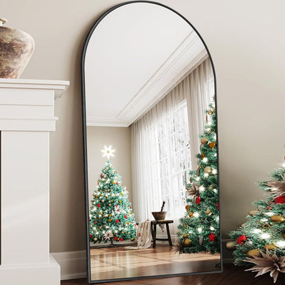 Miroir sur pied moderne en alliage d'aluminium, forme arquée