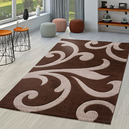 Tapis moderne à motif floral et découpe contour