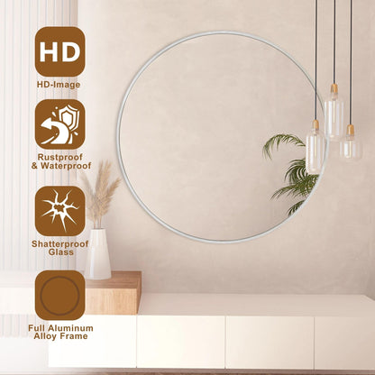 Miroir de courtoisie rond mural moderne pour salle de bain