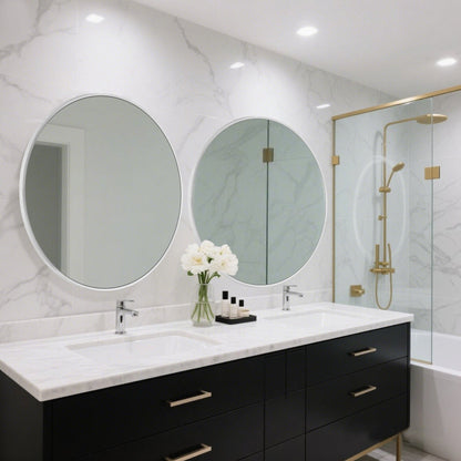 Miroir de courtoisie rond mural moderne pour salle de bain