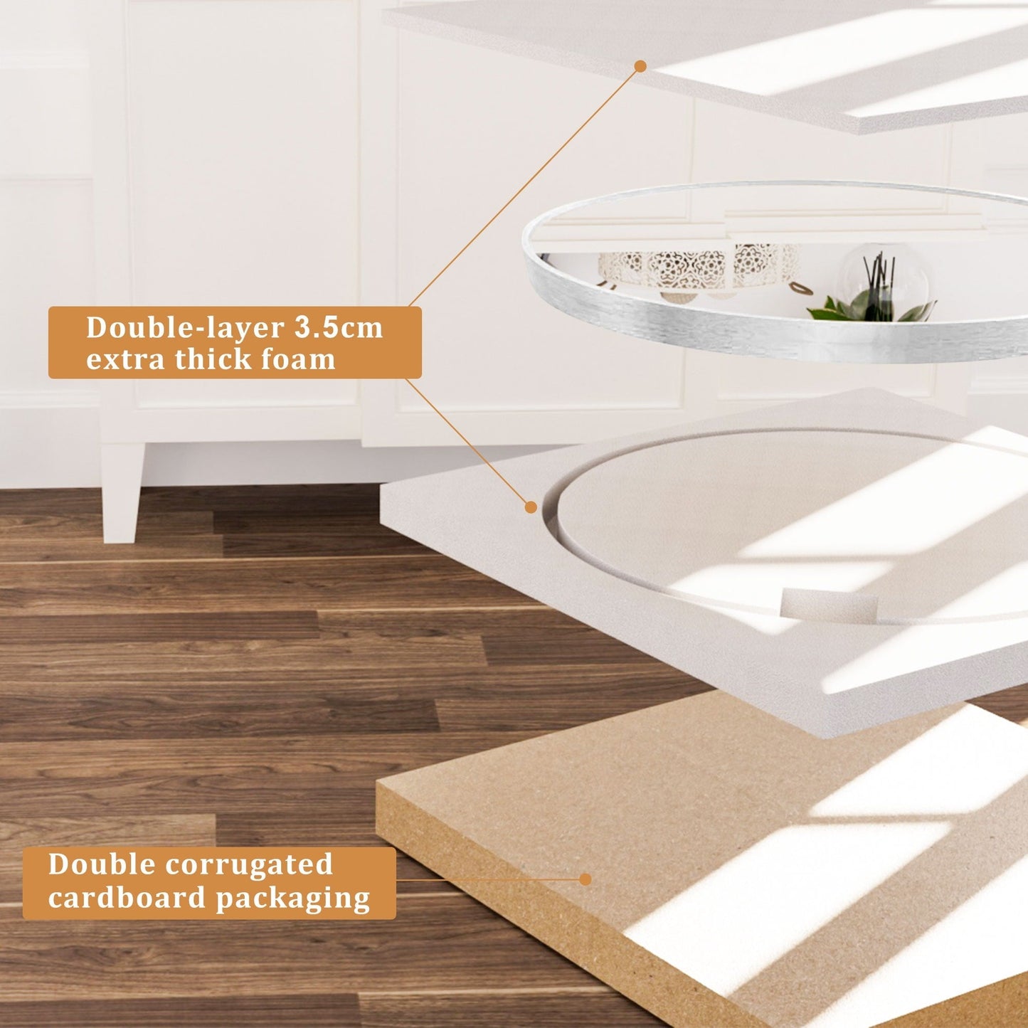 Miroir de courtoisie rond mural moderne pour salle de bain