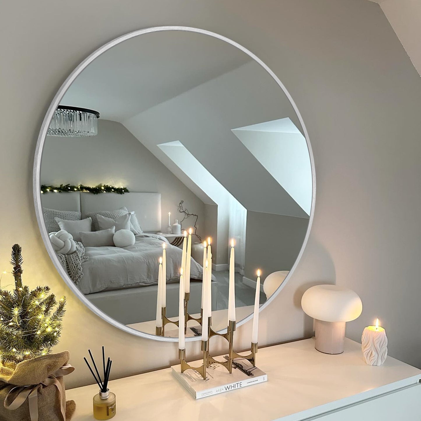 Miroir de courtoisie rond mural moderne pour salle de bain