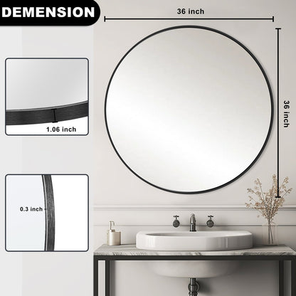 Miroir de courtoisie rond mural moderne pour salle de bain