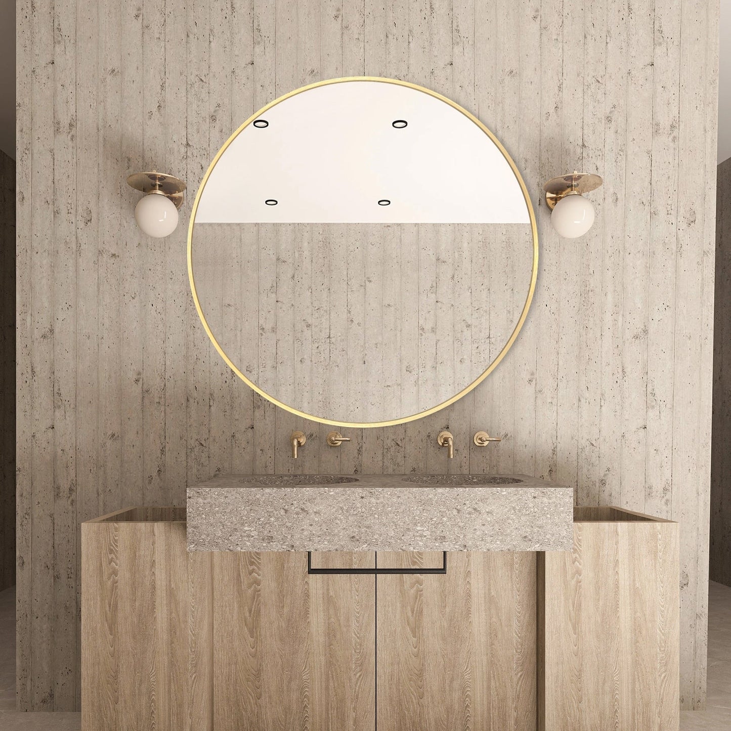 Miroir de courtoisie rond mural moderne pour salle de bain