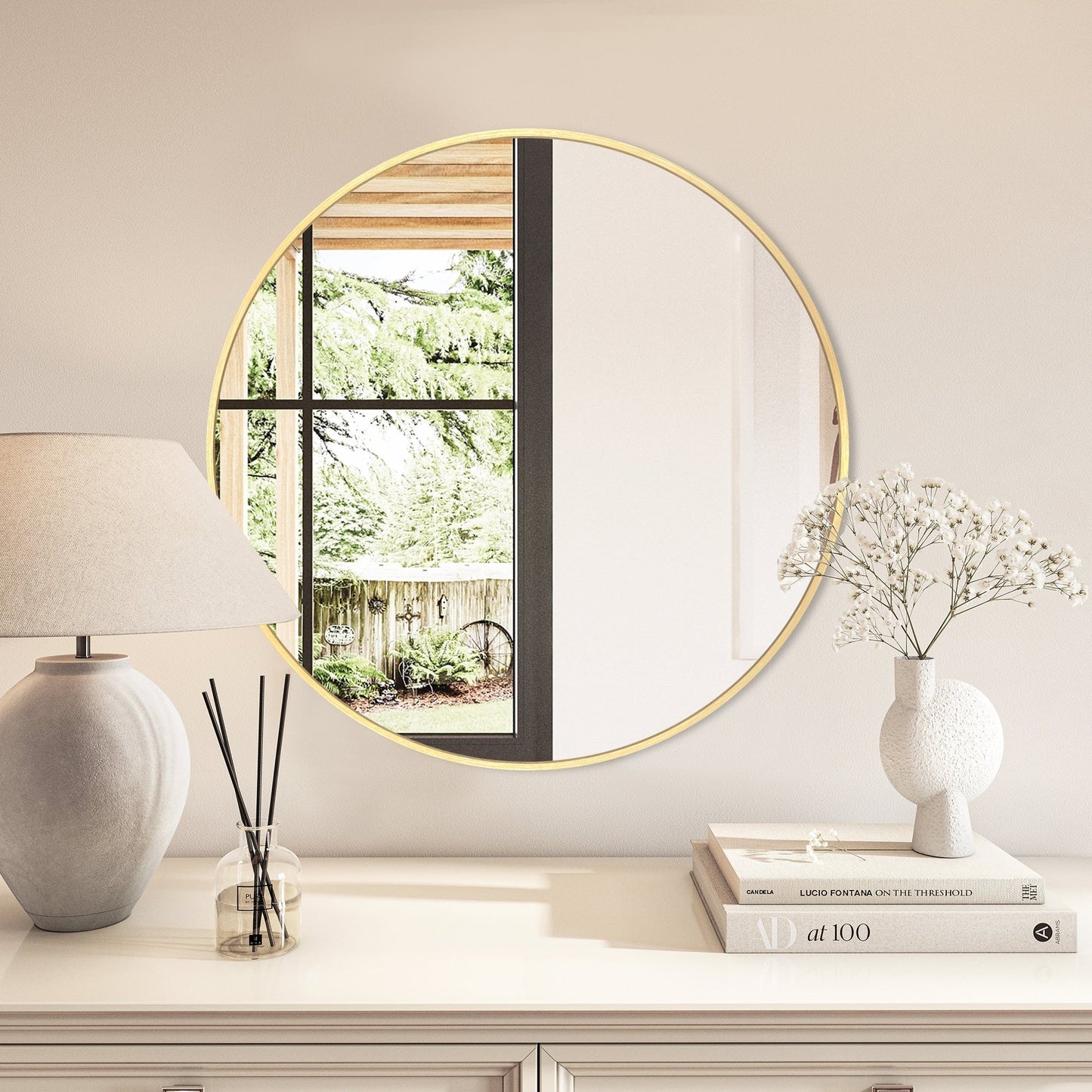 Miroir de courtoisie rond mural moderne pour salle de bain