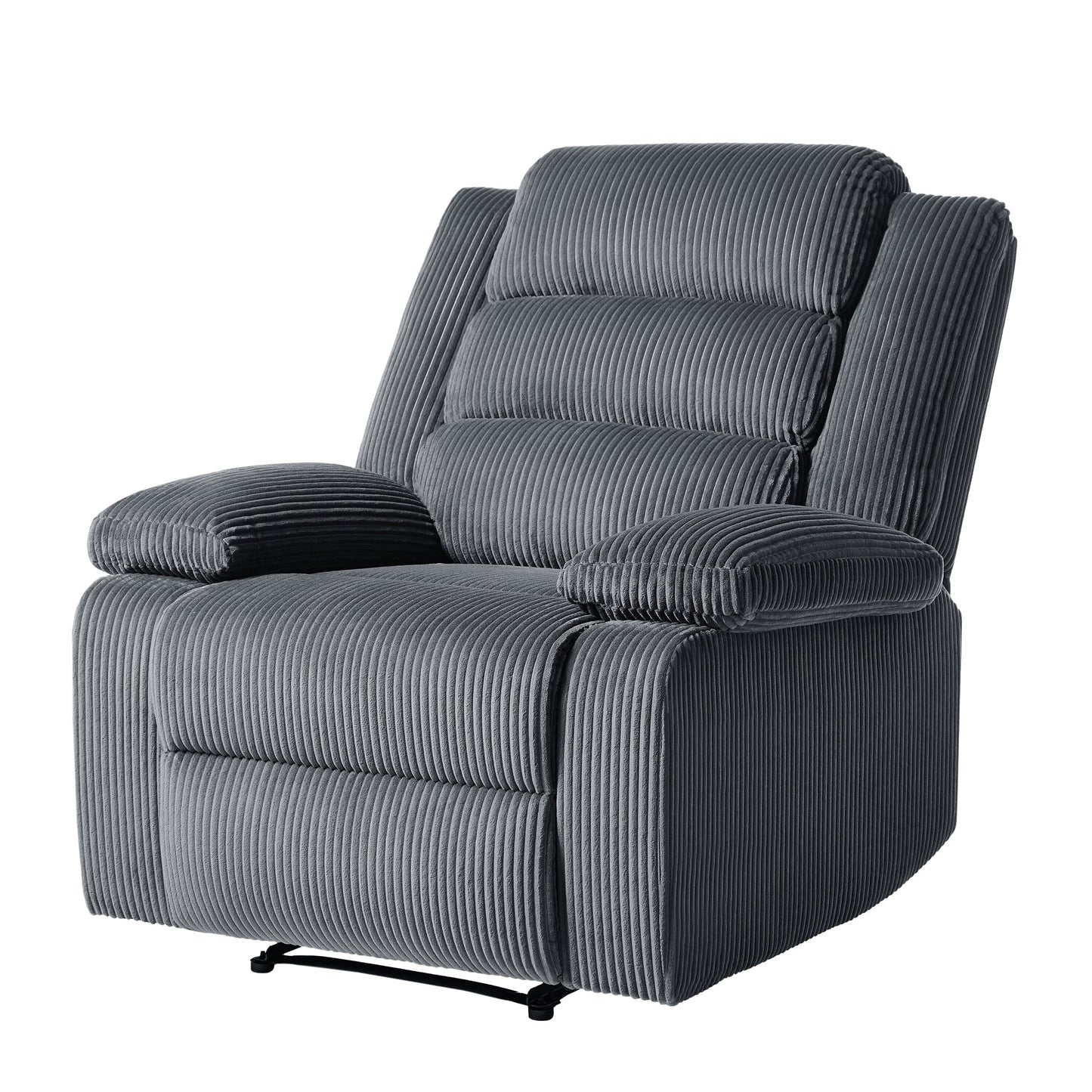 Fauteuil inclinable manuel moderne en velours côtelé, fauteuil inclinable réglable avec accoudoirs larges