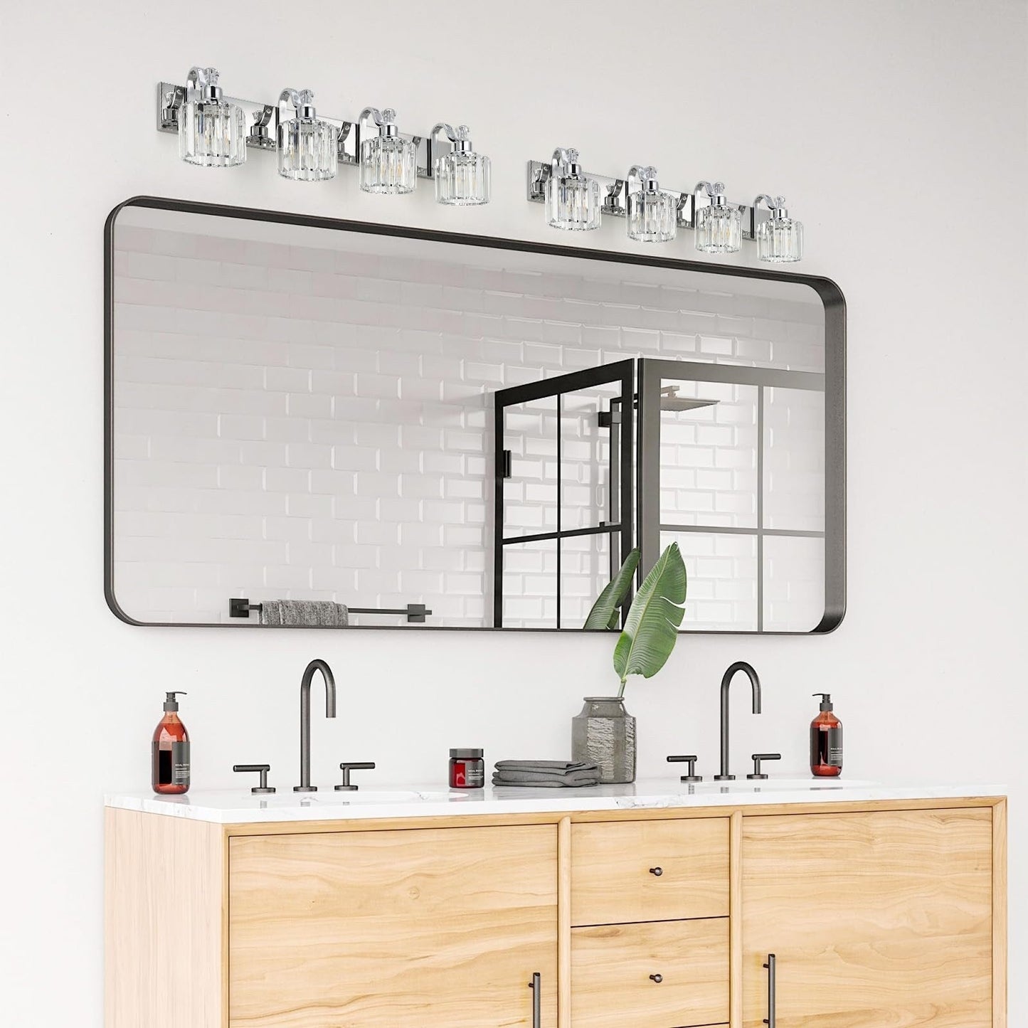 Appliques murales modernes en cristal pour salle de bain, à intensité variable