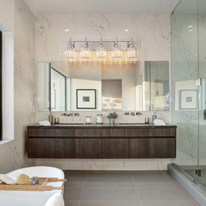 Appliques murales modernes à intensité variable pour salle de bain, avec abat-jour en cristal