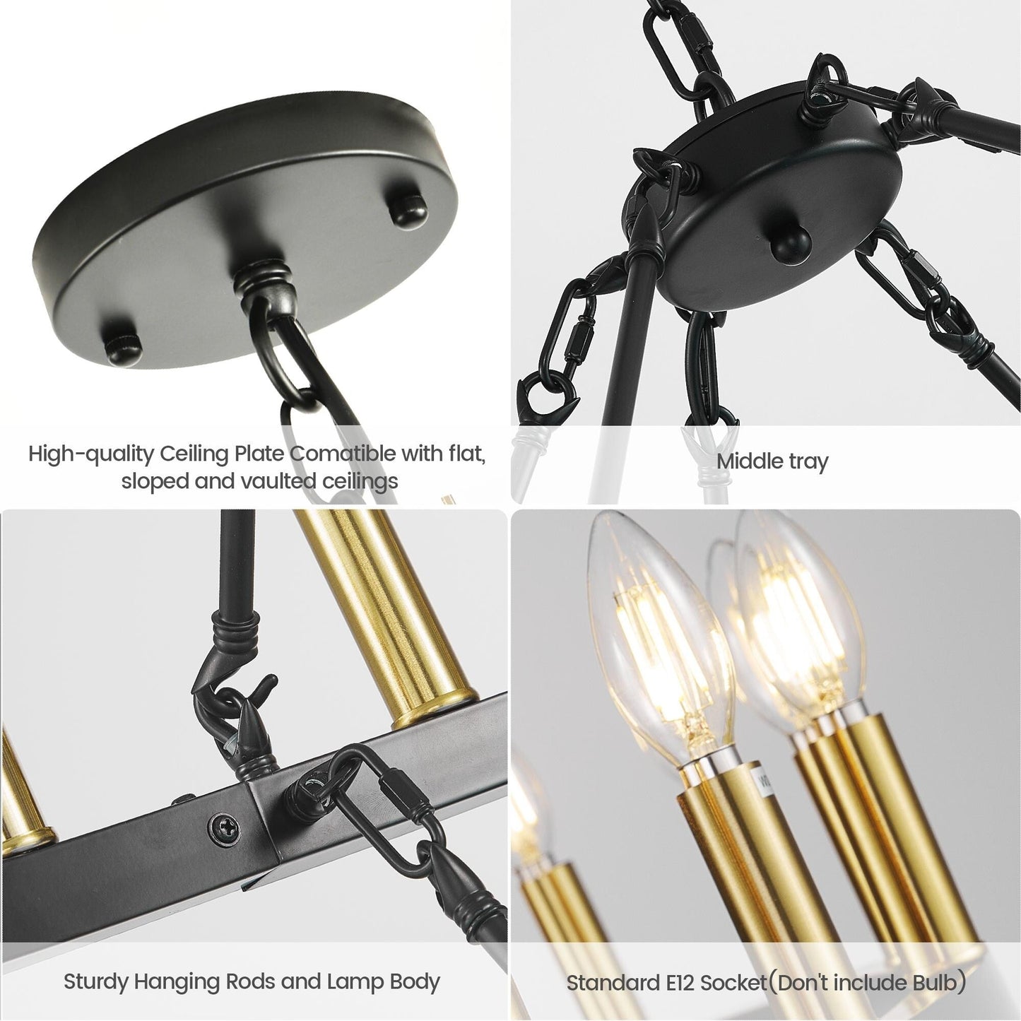 Lustre moderne de style ferme à 2 niveaux, lustre rond en forme de roue de chariot, grand luminaire pour plafond haut.