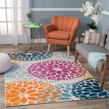 World Rug Gallery Modern Floral Circles Area Rug