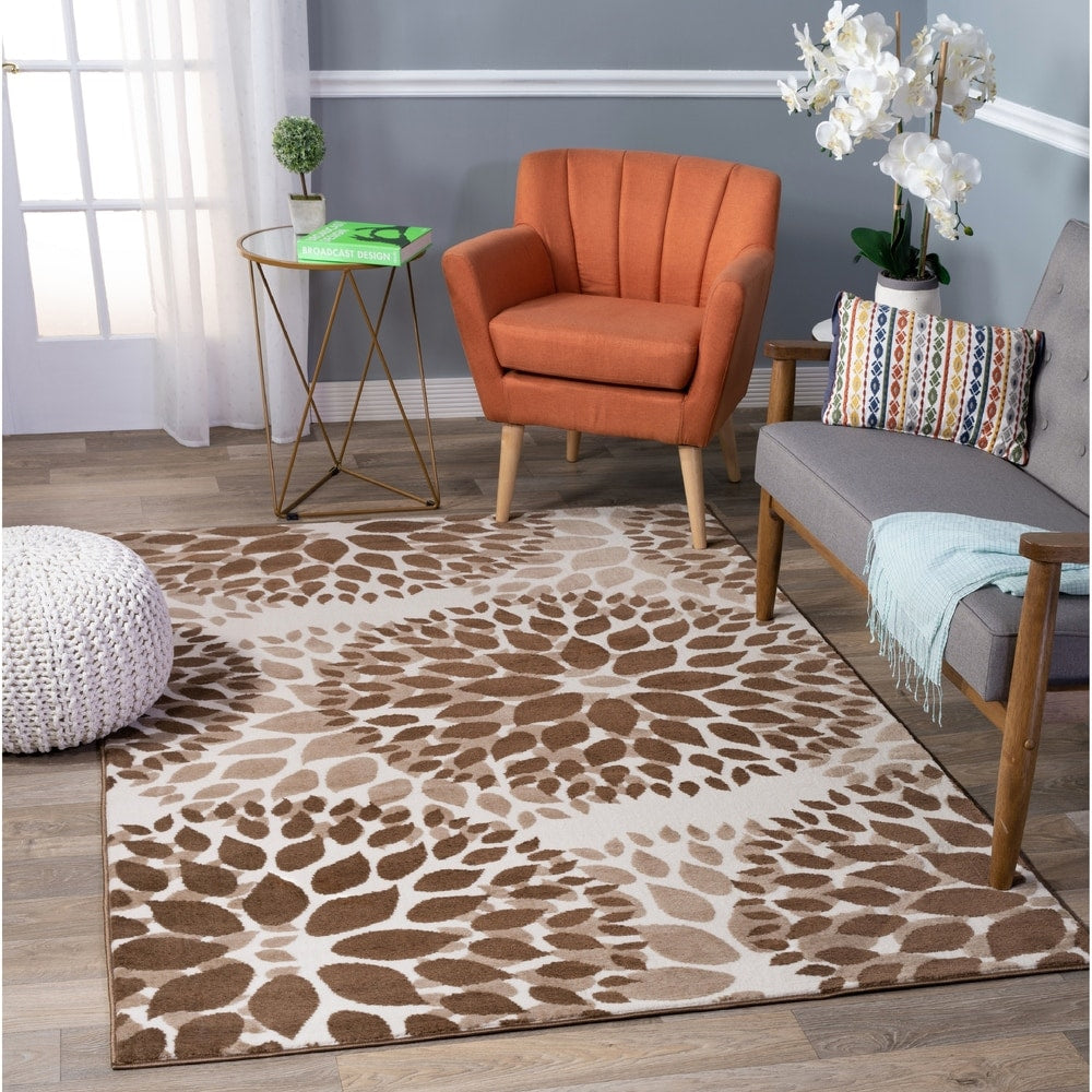 World Rug Gallery Modern Floral Circles Area Rug