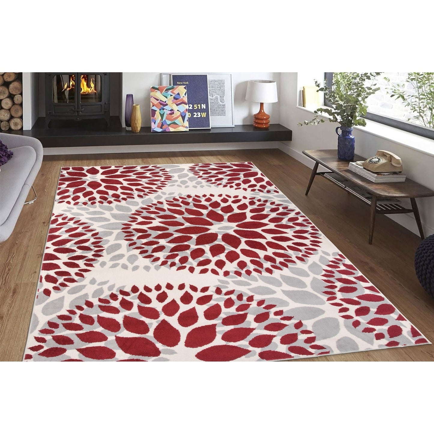 World Rug Gallery Modern Floral Circles Area Rug