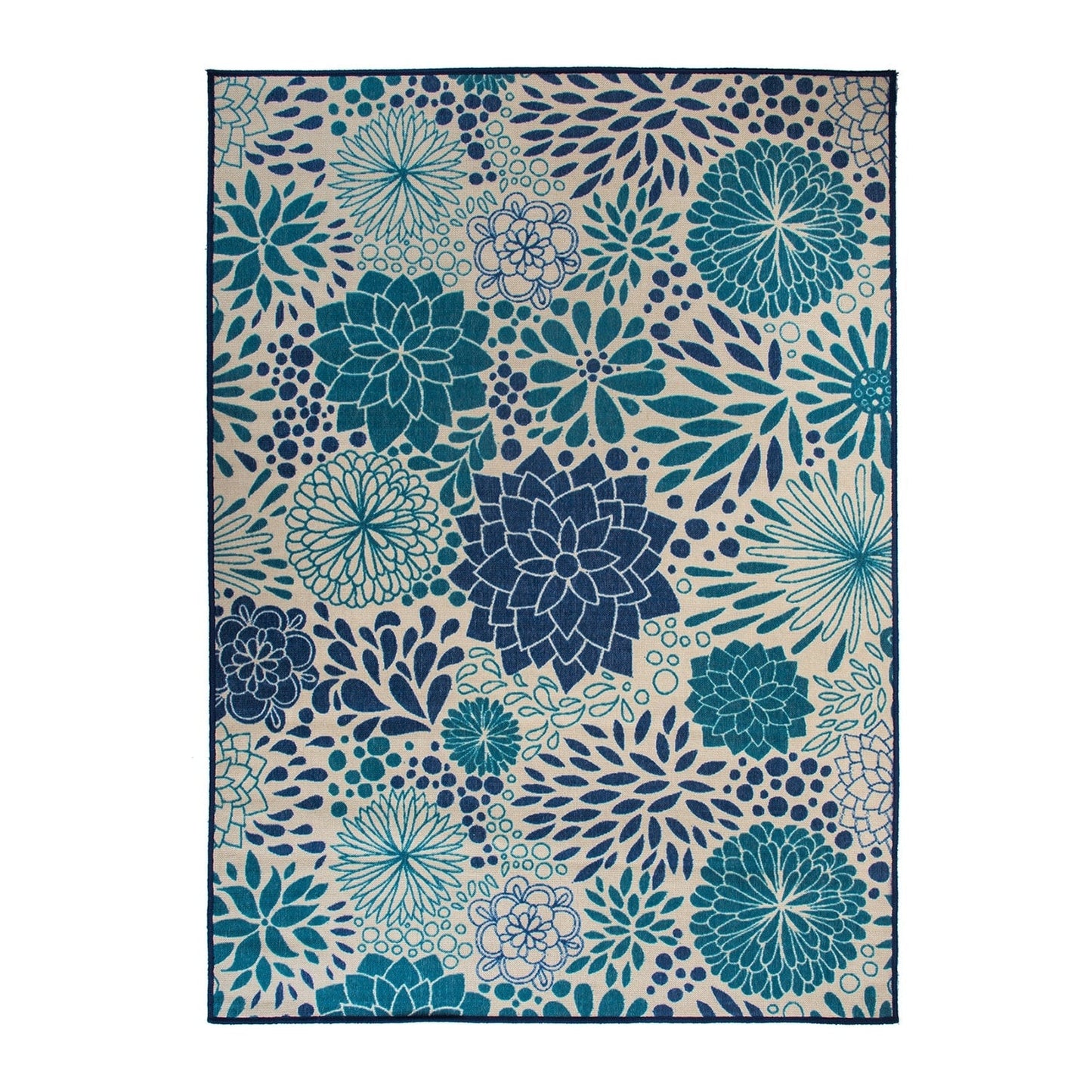 Tapis d'intérieur/extérieur tissé plat à motifs floraux modernes