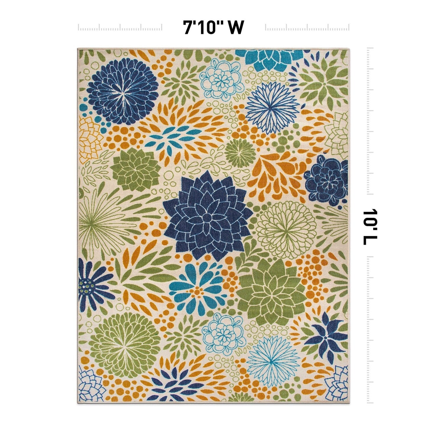 Tapis d'intérieur/extérieur tissé plat à motifs floraux modernes