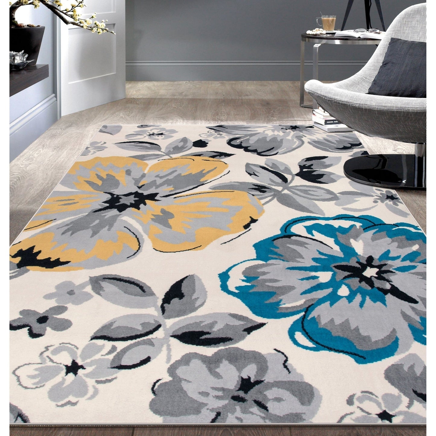 World Rug Gallery Modern Floral Design Area Rug