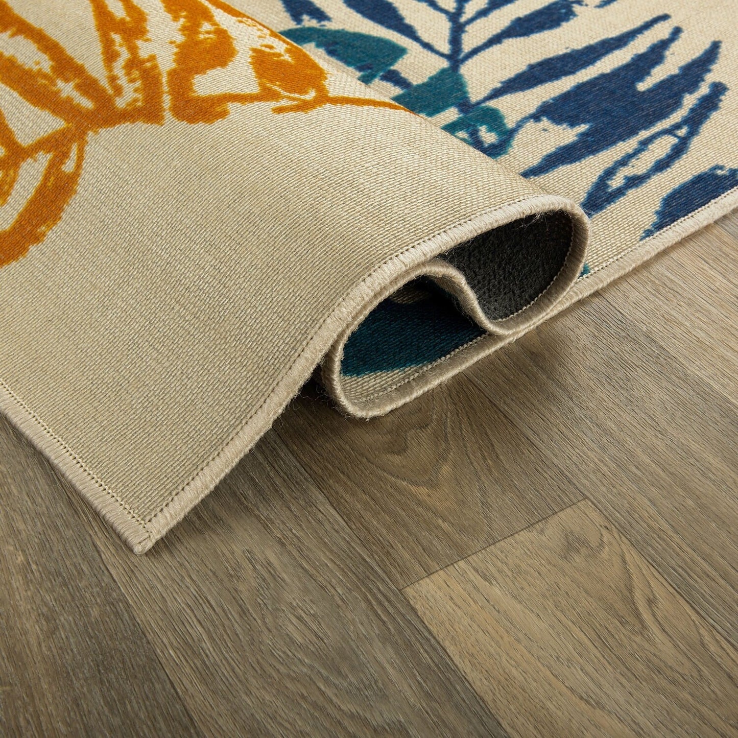 Tapis d'intérieur/extérieur tissé plat à motif floral moderne