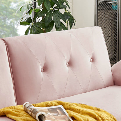 Canapé-lit futon moderne, canapé-lit convertible avec pieds fuselés en bois, 78,35 l, petit canapé à dossier divisé pour salon