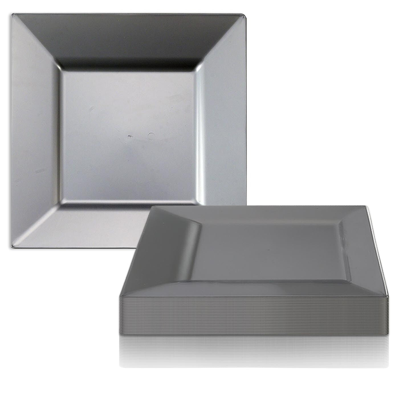 Assiettes carrées jetables en plastique, modernes et opaques - Articles de fête