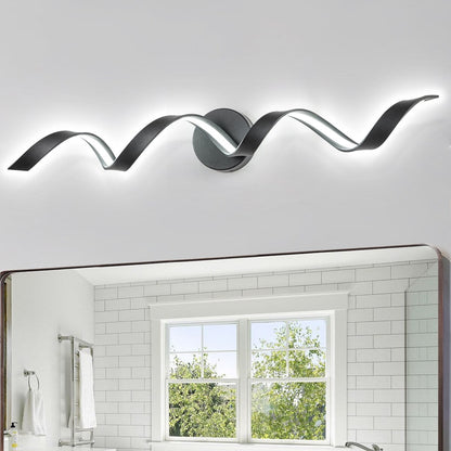 Applique murale LED moderne en spirale pour salle de bain, à intensité variable.