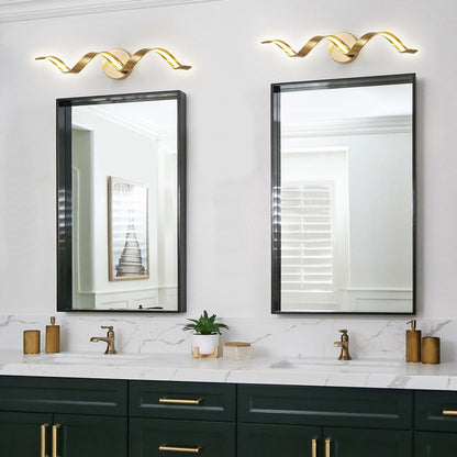 Applique murale LED moderne en spirale pour salle de bain, à intensité variable.