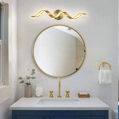 Applique murale LED moderne en spirale pour salle de bain, à intensité variable.
