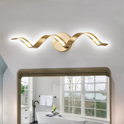 Applique murale LED moderne en spirale pour salle de bain, à intensité variable.