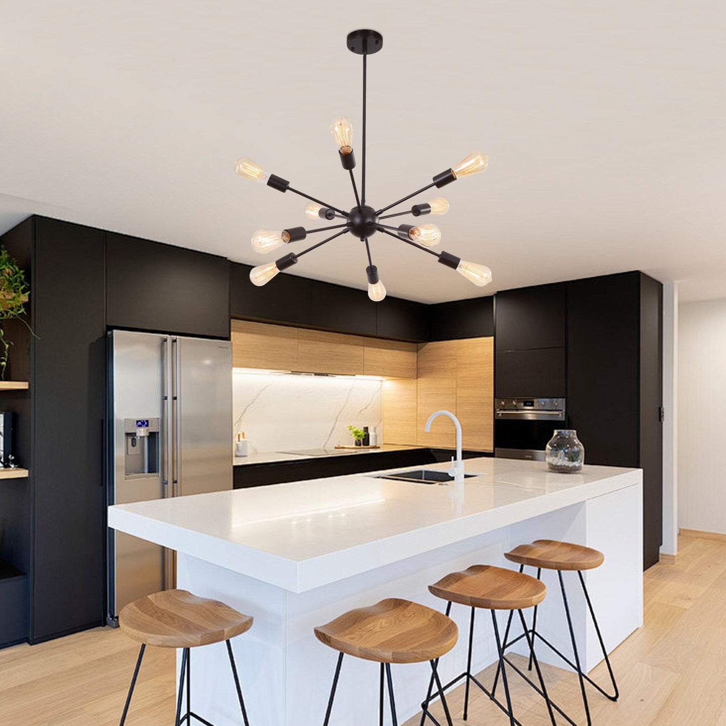 Lustre Sputnik moderne à 10 lumières réglables, plafonnier idéal pour cuisine, salle à manger, salon ou chambre - Non disponible